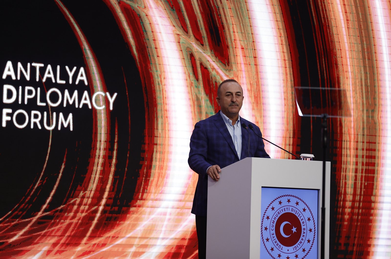 Foreign Minister Mevlüt Çavuşoğlu speaks at the Antalya Diplomacy Forum on June 22, 2021, Antalya, Turkey. (AA Photo)