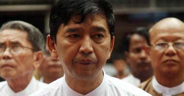 File photo of Min Ko Naing, whose citizenship has been revoked by the ruling military junta along with other top members of the main group coordinating resistance to army rule (AP Photo)