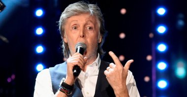 Sir Paul McCartney performs the Beatles song &quot;Get Back&quot; with the Foo Fighters after they were inducted into the Rock and Roll Hall of Fame in Cleveland, Ohio, U.S. Oct. 31, 2021. (REUTERS)