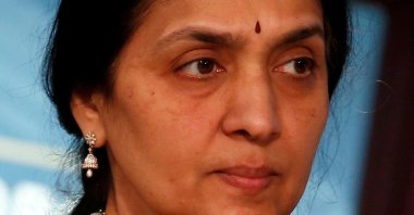 Chitra Ramkrishna, former managing director and CEO of India&#039;s National Stock Exchange, participates in The Future of Finance panel discussion during the IMF-World Bank annual meetings in Washington, U.S., Oct. 12, 2014. (Reuters Photo)