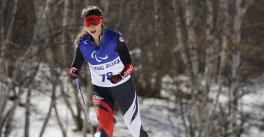 Canada&#039;s Natalie Wilkie in action during Beijing Winter Paralympic para cross-country skiing women&#039;s long-distance event, Zhangjiakou, China, March 7, 2022. (Reuters Photo)