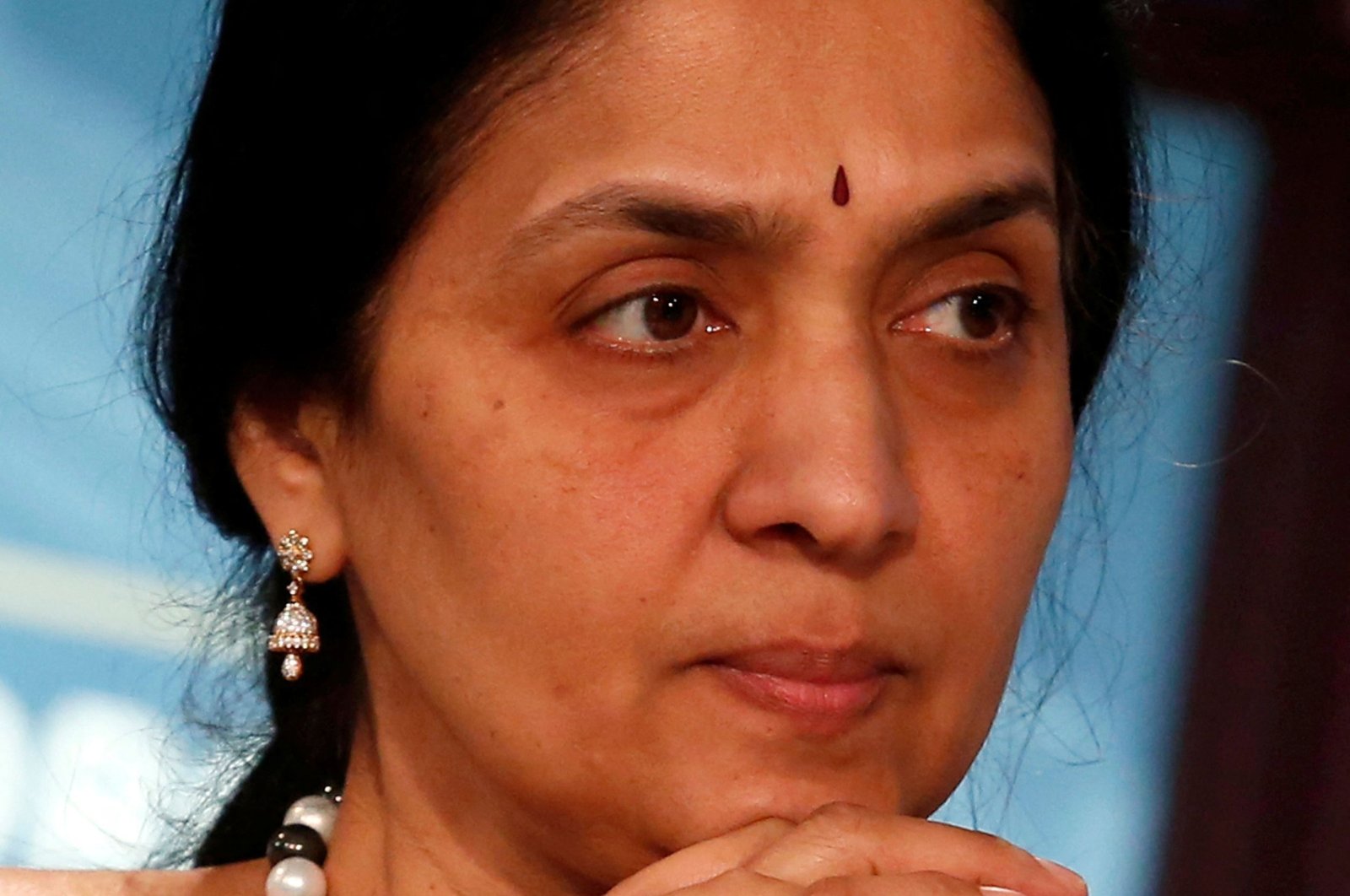 Chitra Ramkrishna, former managing director and CEO of India&#039;s National Stock Exchange, participates in The Future of Finance panel discussion during the IMF-World Bank annual meetings in Washington, U.S., Oct. 12, 2014. (Reuters Photo)