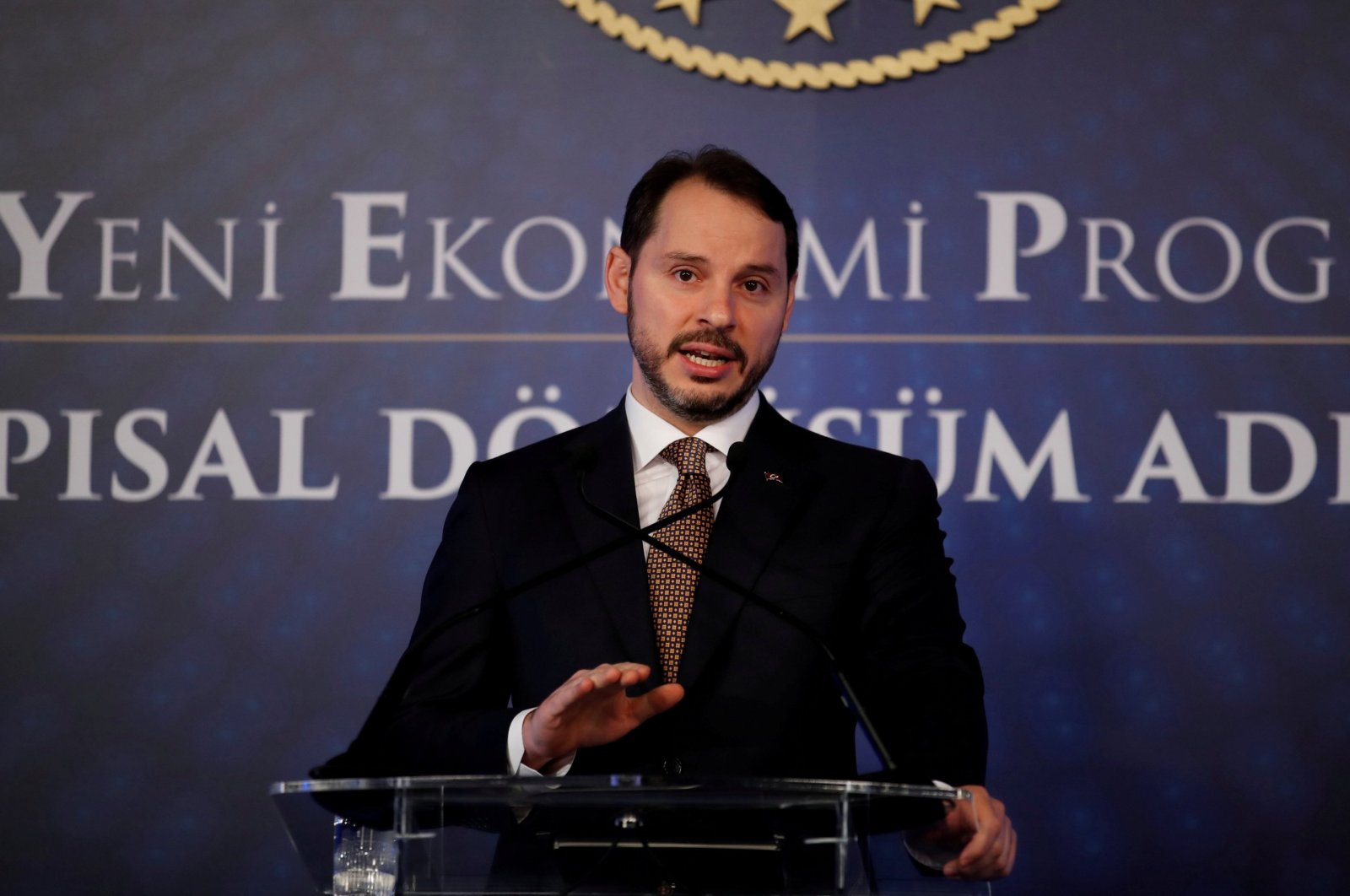 Former Treasury and Finance Minister Berat Albayrak attends a news conference in Istanbul, Turkey, April 10, 2019. (Reuters Photo)