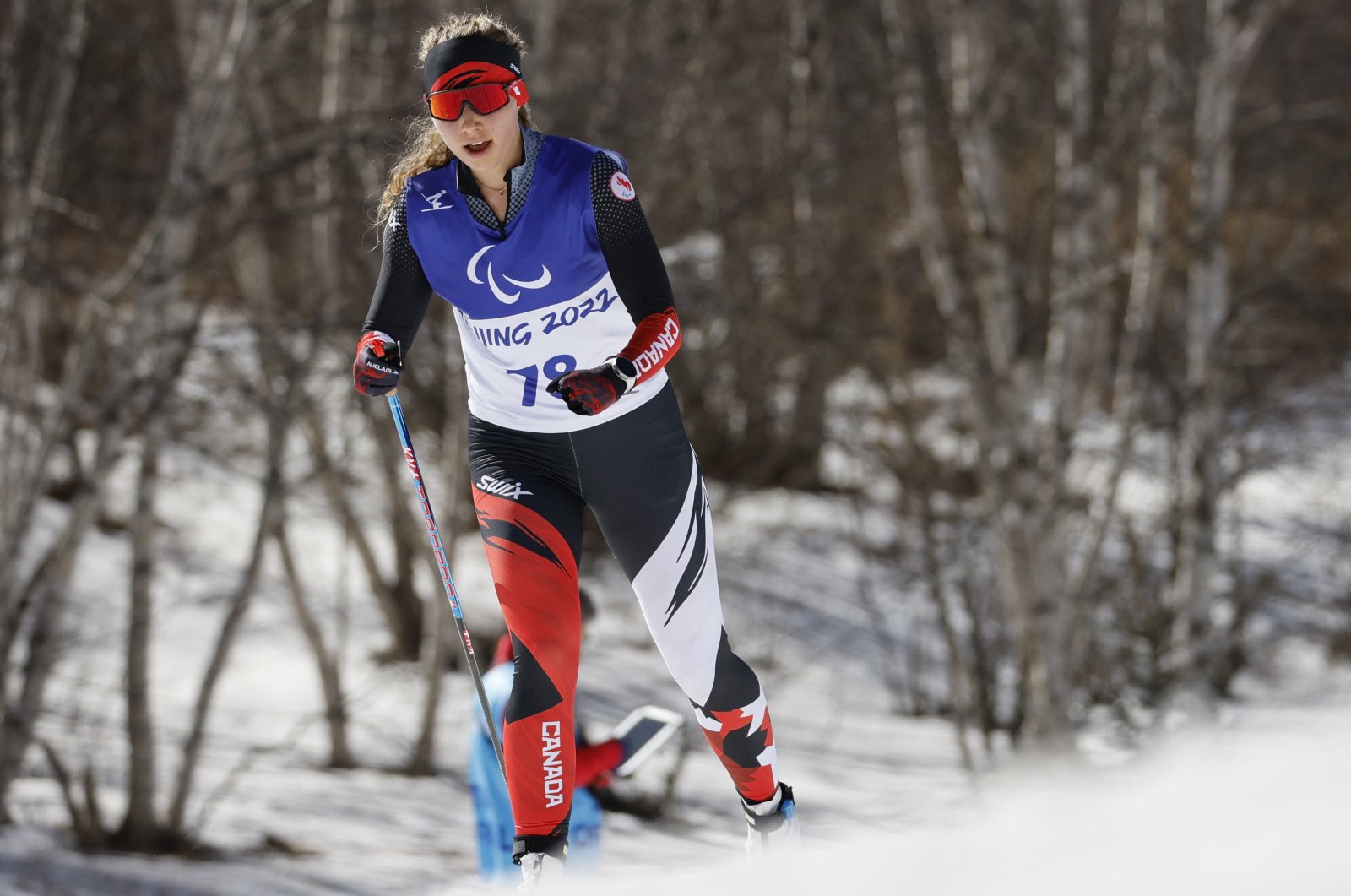 Canada&#039;s Natalie Wilkie in action during Beijing Winter Paralympic para cross-country skiing women&#039;s long-distance event, Zhangjiakou, China, March 7, 2022. (Reuters Photo)