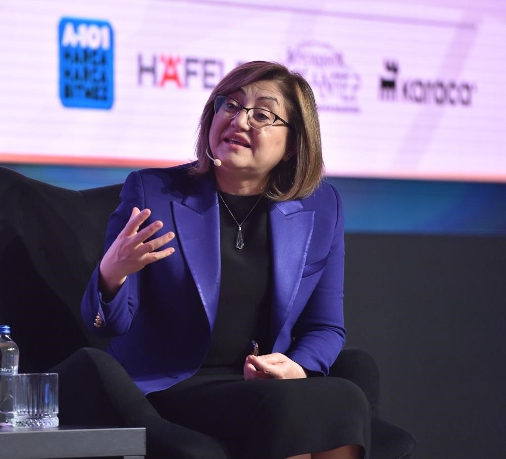 Gaziantep Mayor Fatma Şahin speaks at a panel during the summit, in Istanbul, Turkey, March 8, 2022. (Sabah Photo)