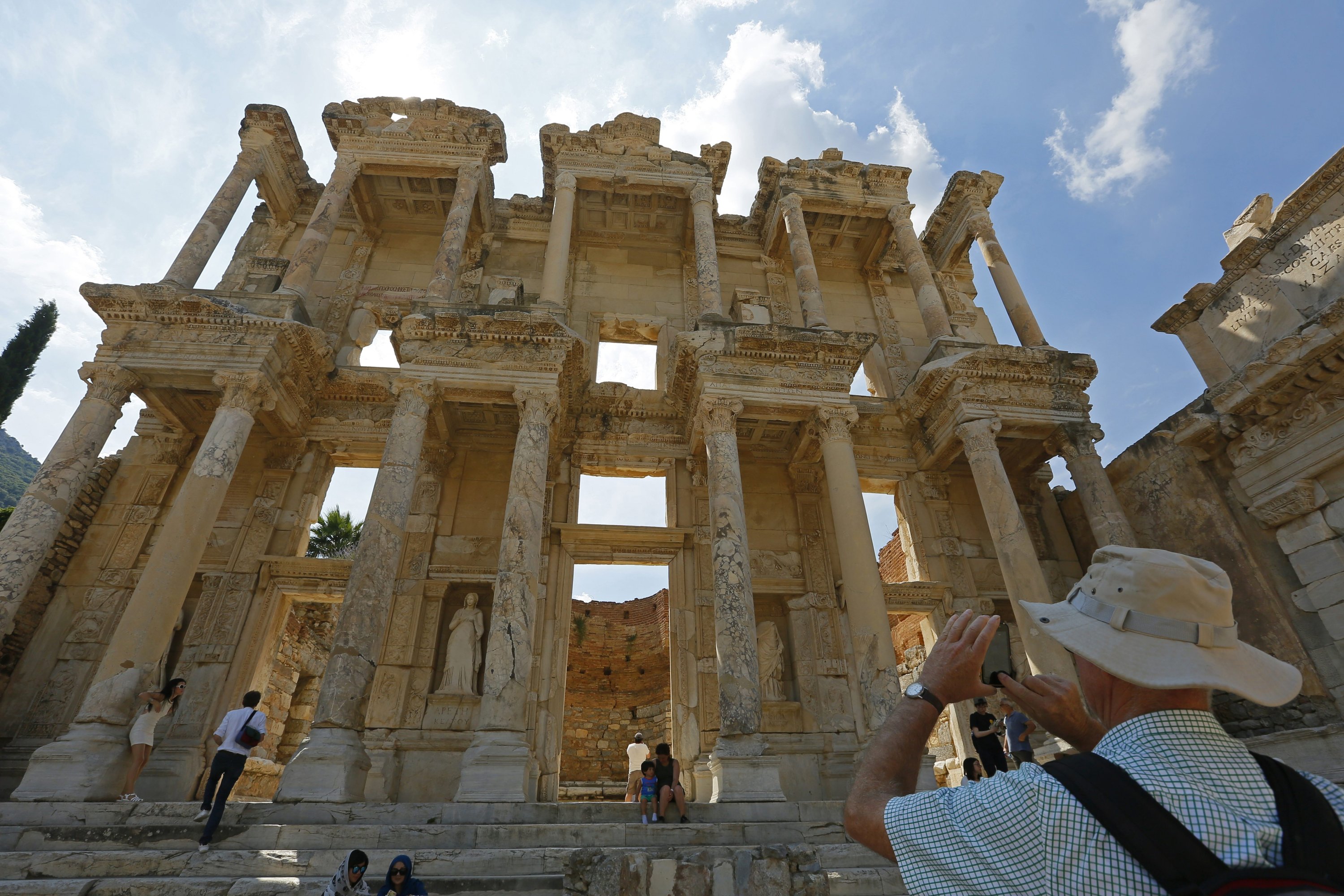 A general view of the Library of Celsus in the ancient city of Ephesus, Izmir, Turkey.  (AA) 