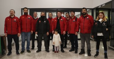 The Turkish research team arrive at Istanbul Airport, Istanbul, Turkey, March 9, 2022. (AA Photo)