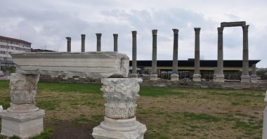 Ancient column ruins in the Agora of Smyrna, Izmir, southwestern Turkey, March 9, 2022. (DHA Photo)