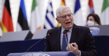 European Union Foreign Policy chief Josep Borrell speaks during a debate on foreign interference in all democratic processes in the EU, including disinformation, during a plenary session at the European Parliament in Strasbourg, France, March 8, 2022. (AFP Photo)