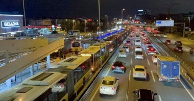 A general view of Istanbul&#039;s Metrobuses, Turkey, Jan. 13, 2022. (AA Photo)