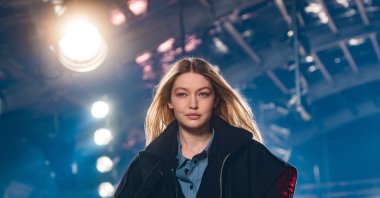 American model Gigi Hadid presents a creation from the Fall/Winter 2022/2023 Women collection by French designer Isabel Marant during the Paris Fashion Week, Paris, France, March 3, 2022. (EPA Photo)