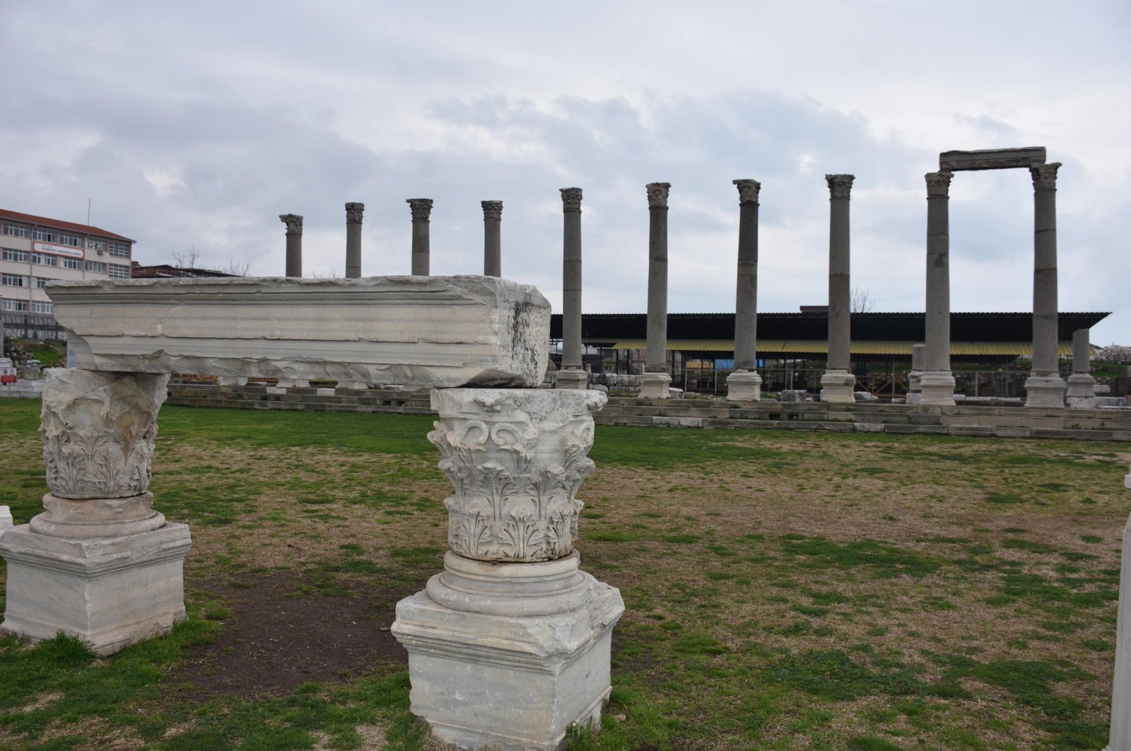 Ancient column ruins in the Agora of Smyrna, Izmir, southwestern Turkey, March 9, 2022. (DHA Photo)