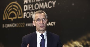 NATO Secretary-General Jens Stoltenberg gives an interview on the sidelines of the Antalya Diplomacy Forum, Antalya, Turkey, March 11, 2022. (AA Photo)