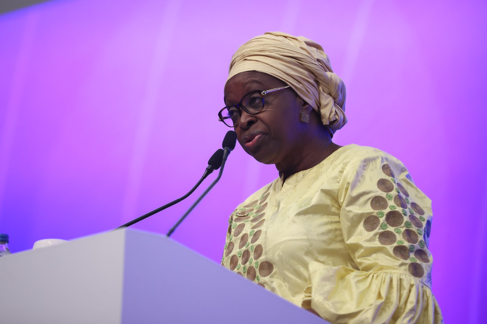 Bineta Diop, the African Union&#039;s special envoy for women, gives her speech at the Antalya Diplomacy Forum, Antalya, Turkey, March 11, 2022. (AA Photo)
