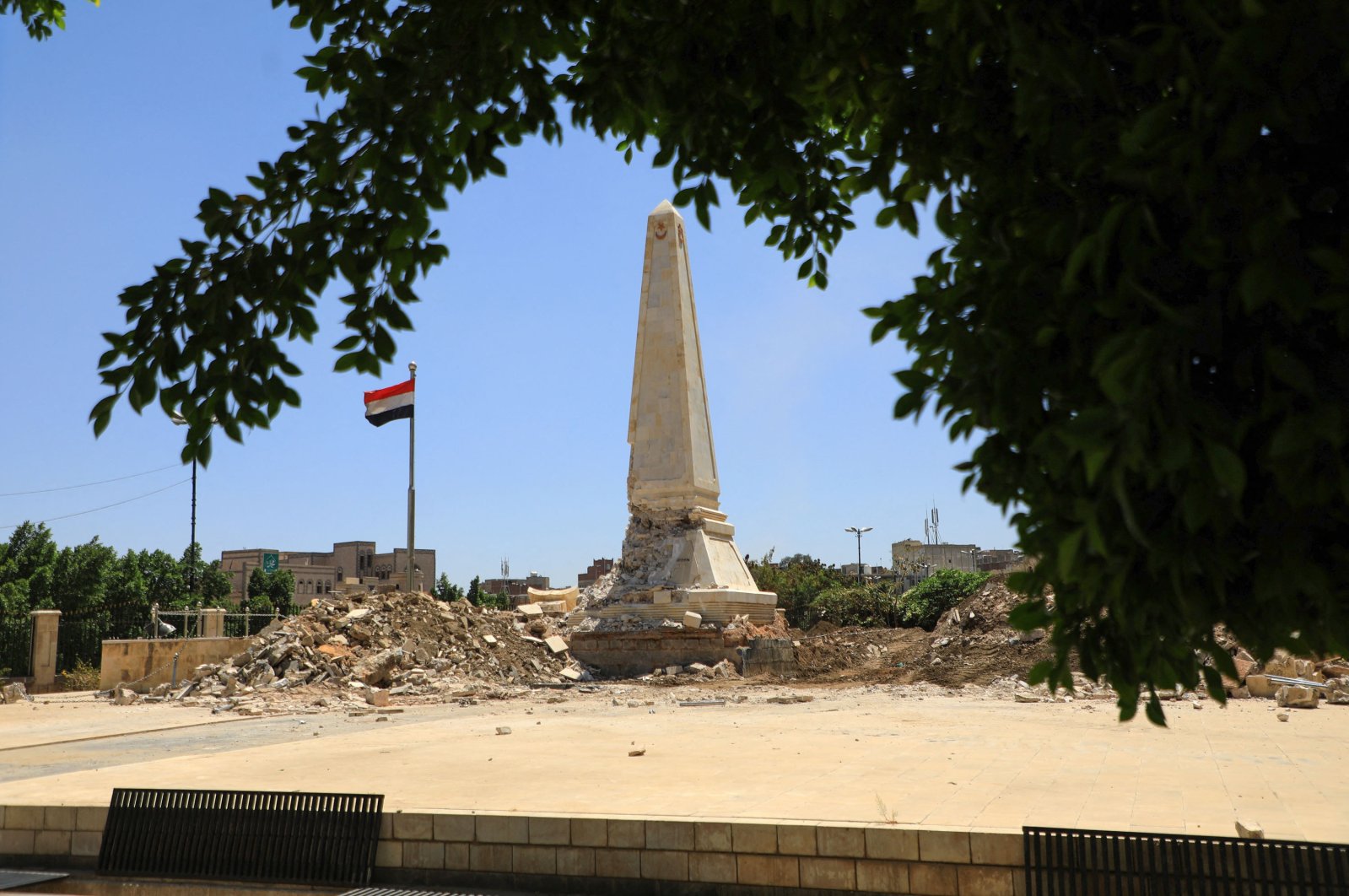 The damaged memorial for "Turkish Martyrs in Yemen," including the Ottoman era, in the capital Sanaa, Yemen, March 12, 2022. (AFP Photo)