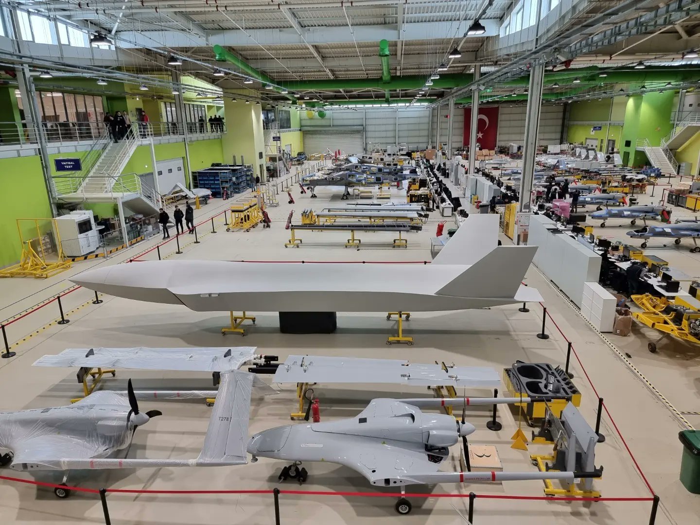The body of the National Unmanned Combat Aerial Vehicle System (C), named Kızılelma, is seen at Baykar&#039;s facility as the first prototype enters the production line, March 12, 2022. (Photo: @Selcuk)