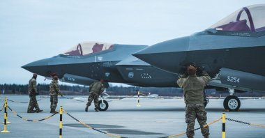 Two U.S. Air Force F-35 Lightning II aircraft arrive at Amari Air Base, Estonia, Feb. 24, 2022. (Reuters Photo)