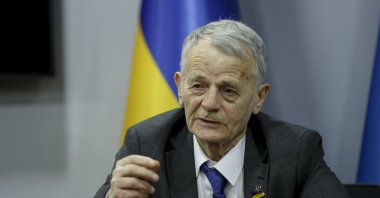 Crimean Tatar leader Mustafa Dzhemilev is seen during a press conference, Istanbul, Turkey, March 1, 2022. (AA Photo)