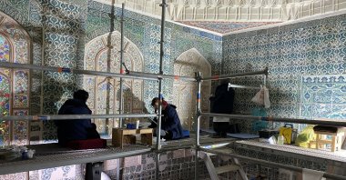 A shot of the restoration work of the harem (Harem-i Hümayun) in Topkapı Palace, Istanbul, Turkey. (IHA Photo)