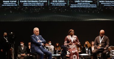 BESC Secretary-General Lazar Comanescu attends a panel at the Antalya Diplomacy Forum (ADF) in Antalya, Turkey, March 11, 2022. (AA File Photo)