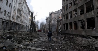 A view shows buildings damaged by recent shelling during Russia's invasion of Ukraine in Kharkiv, Ukraine, March 8, 2022. (Reuters Photo)