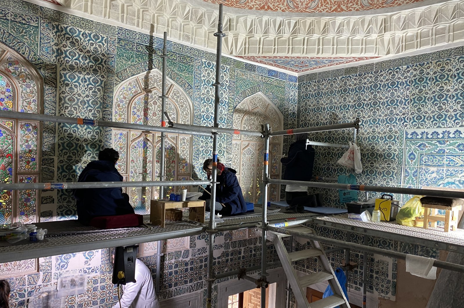 A shot of the restoration work of the harem (Harem-i Hümayun) in Topkapı Palace, Istanbul, Turkey. (IHA Photo)