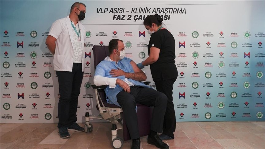 A volunteer is vaccinated with a VLP vaccine, in Istanbul, Turkey, July 5, 2021. (AA Photo)