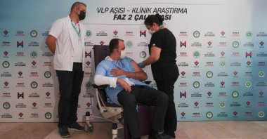 A volunteer is vaccinated with a VLP vaccine, in Istanbul, Turkey, July 5, 2021. (AA Photo)