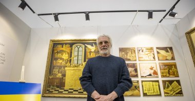 Aleksandr Melnykov, Russian-born Ukrainian painter in ArtAnkara Contemporary Art Fair, Ankara, Turkey, March 15, 2022. (AA Photo) 