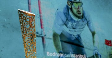 The Tour of Turkiye trophy is seen during an event, Istanbul, Turkey, March 15, 2022. (AA Photo)