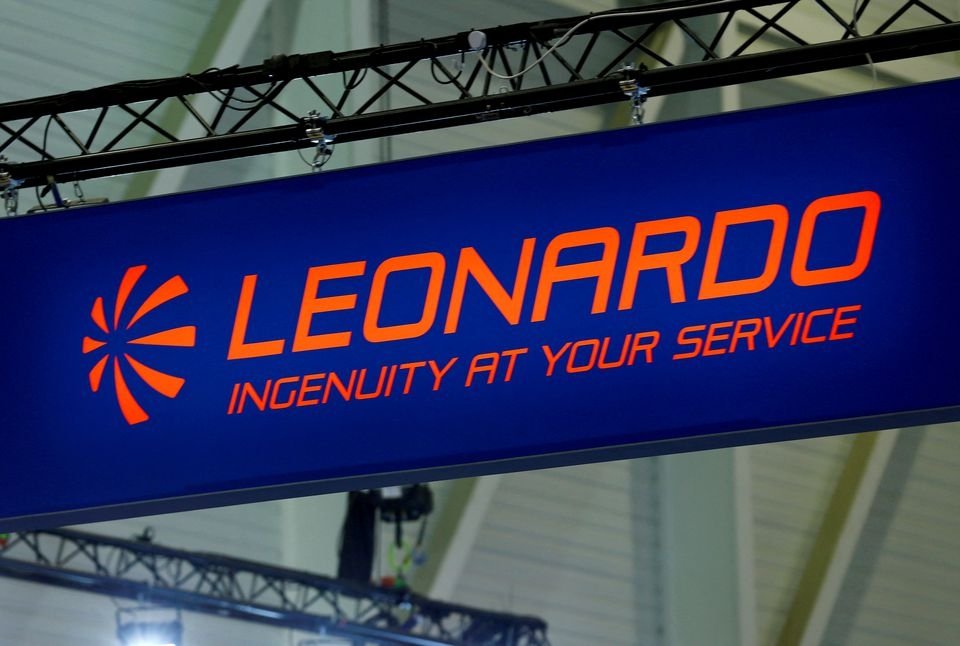 A logo of the defense group Leonardo is pictured on their booth during the European Business Aviation Convention & Exhibition, Geneva, Switzerland, May 22, 2017. (Reuters Photo)