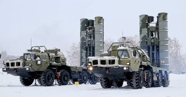A view of Russian S-400 air defense missile systems in position during a military exercise, in Siberia, Russia, Feb. 3, 2022. (Russian Defense Ministry Press Service via AP)