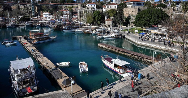 A general view of the Kaleiçi marina in Antalya, southern Turkey, March 12, 2022. (AFP Photo)