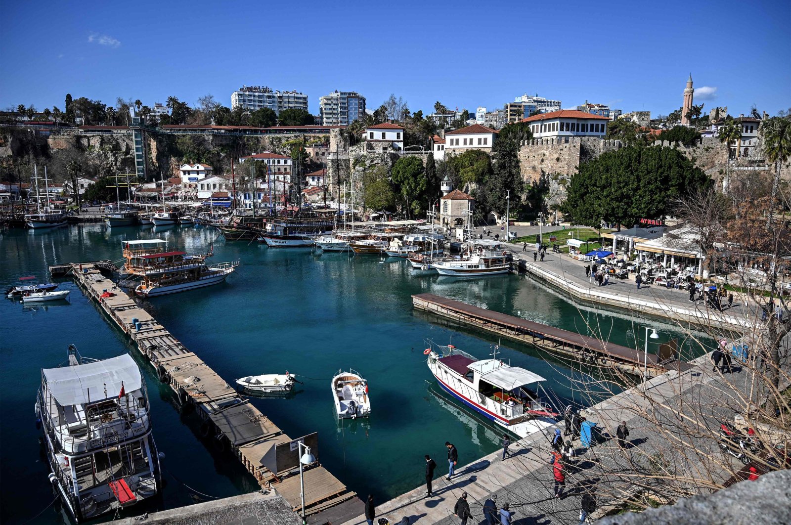 A general view of the Kaleiçi marina in Antalya, southern Turkey, March 12, 2022. (AFP Photo)