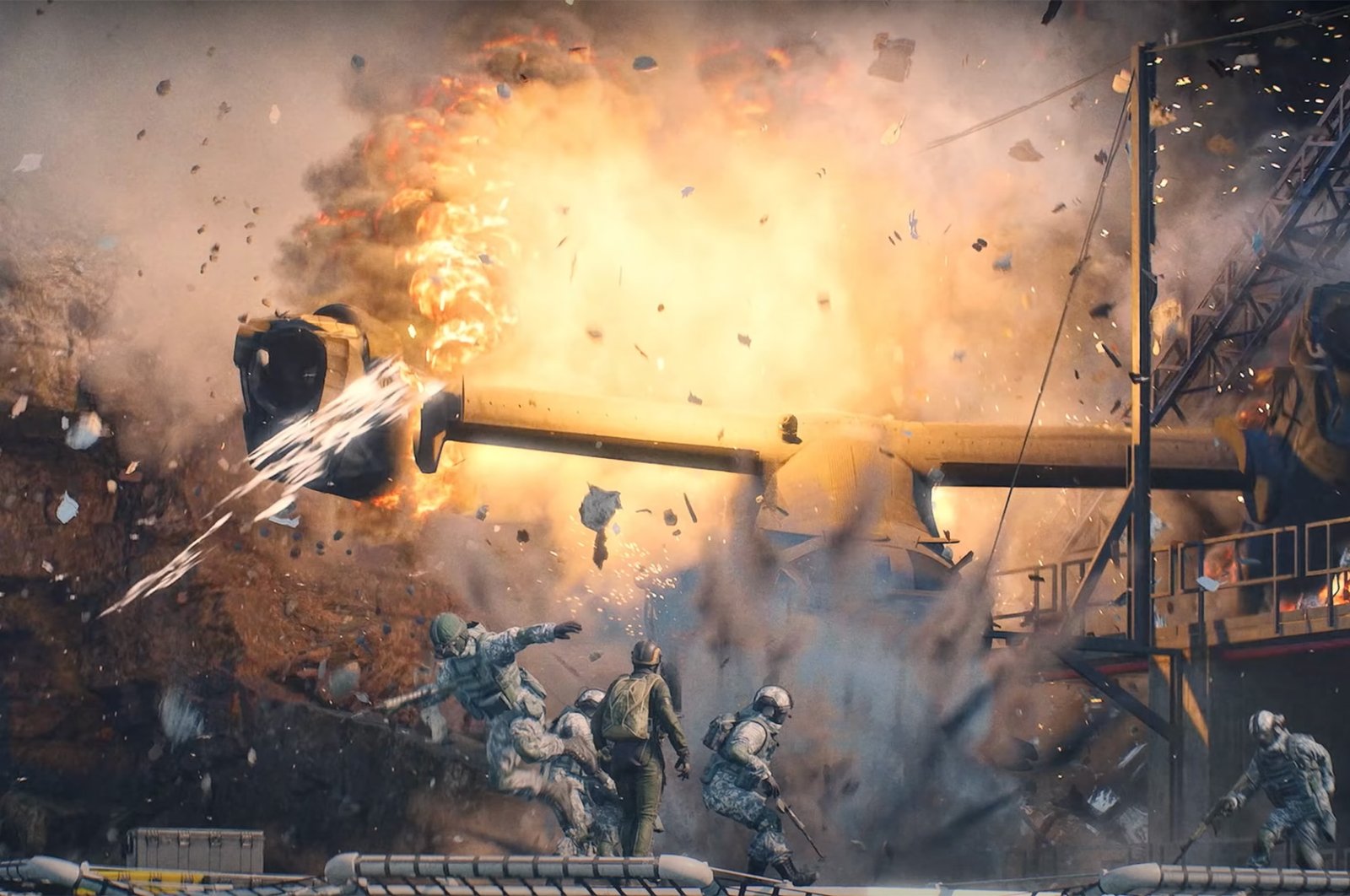 A screenshot from the official reveal trailer of “Battlefield 2042.” (From YouTube / @Battlefield)