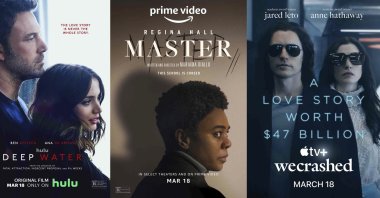 The combination of photos shows promotional art for &quot;Master,&quot; a film premiering March 18 on Amazon Prime Video. (AP Photo)