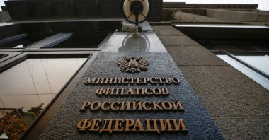 A sign is on display outside Russia's Finance Ministry building in Moscow, Russia, March 30, 2021. (Reuters Photo)