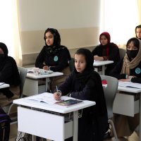 Female students attend a class at a Maarif school in Herat, Afghanistan, March 17, 2022. (AA PHOTO)