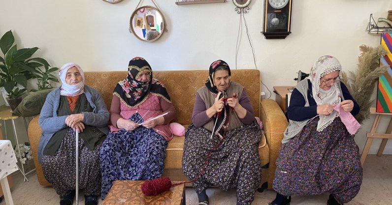 Elderly residents knit at a nursing home, in Niğde, central Turkey, March 15, 2022. (IHA Photo)