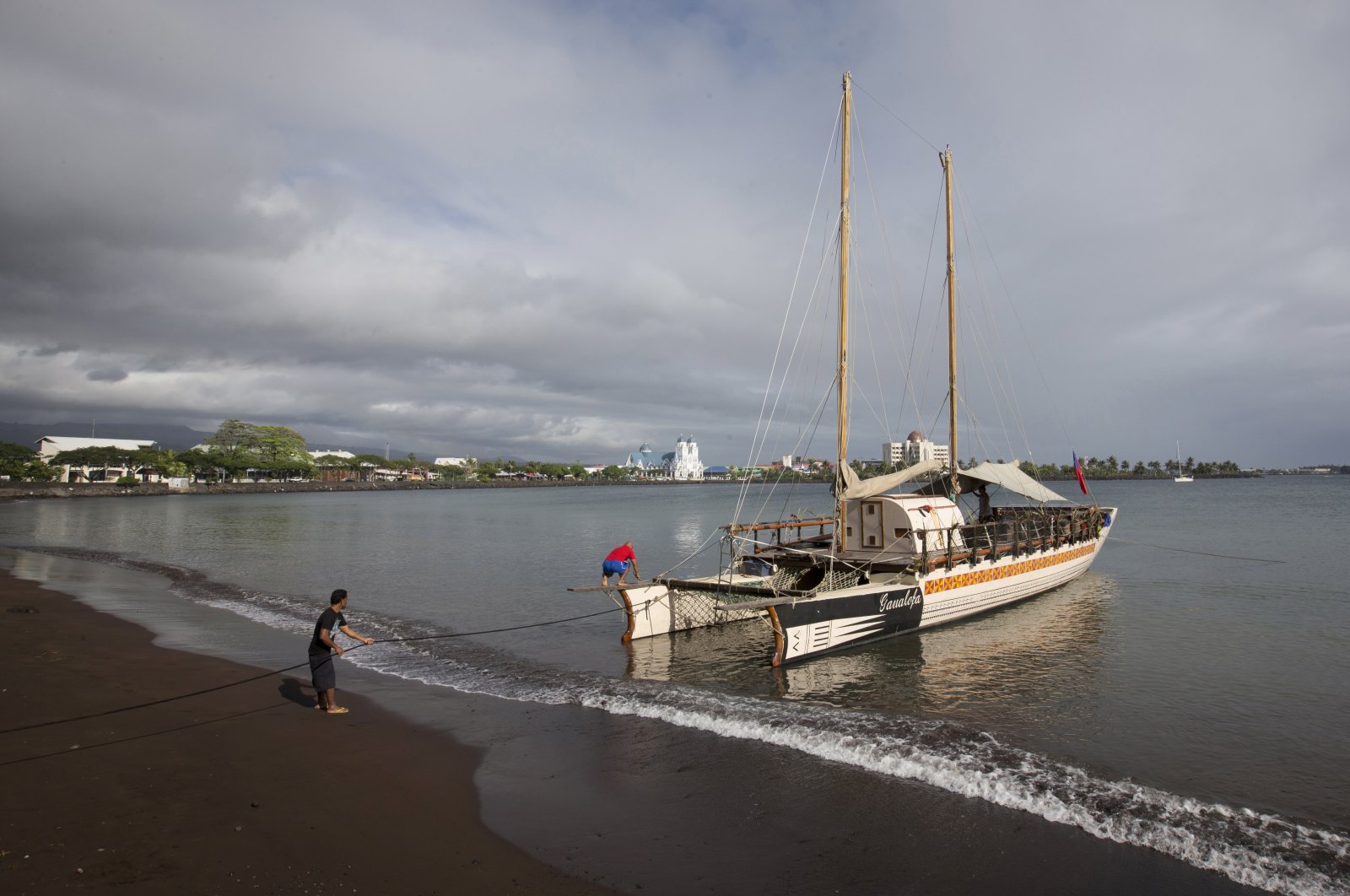 Traditional boat is located in Apia, Samoa, July 22, 2015. (AP Photo)