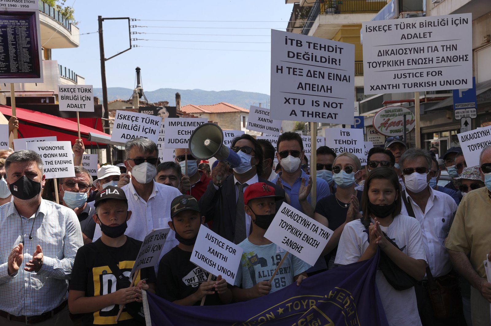 Turkish community protests a Greek court rule, Xanthi (İskeçe), Greece, July 11, 2021. (AA Photo)
