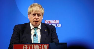 British Prime Minister Boris Johnson speaks at the Conservative Party Spring Conference in Blackpool, Britain, March 19, 2022. (Reuters Photo)