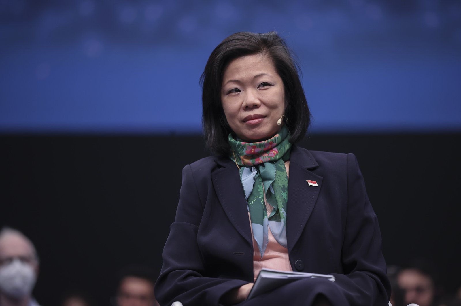 Singapore&#039;s Senior Minister of State Sim Ann in the Ministry of Foreign Affairs and the Ministry of National Development speaks at the Antalya Diplomacy Forum, Antalya, Turkey, March 12, 2022 (AA Photo)