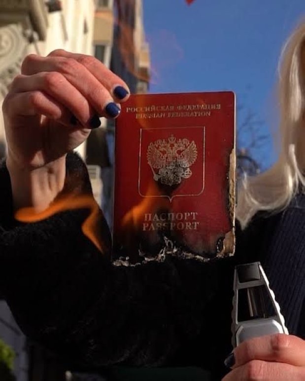 Olive Allen sold a video of the burning her Russian passport as an NFT.