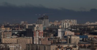Smoke rises after shelling amid Russia's invasion, near Kyiv, Ukraine March 22, 2022. REUTERS/Gleb Garanich