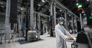 An employee works at Turkey’s first integrated solar panel manufacturing facility in Ankara, Turkey, March 22, 2022. (AA Photo)