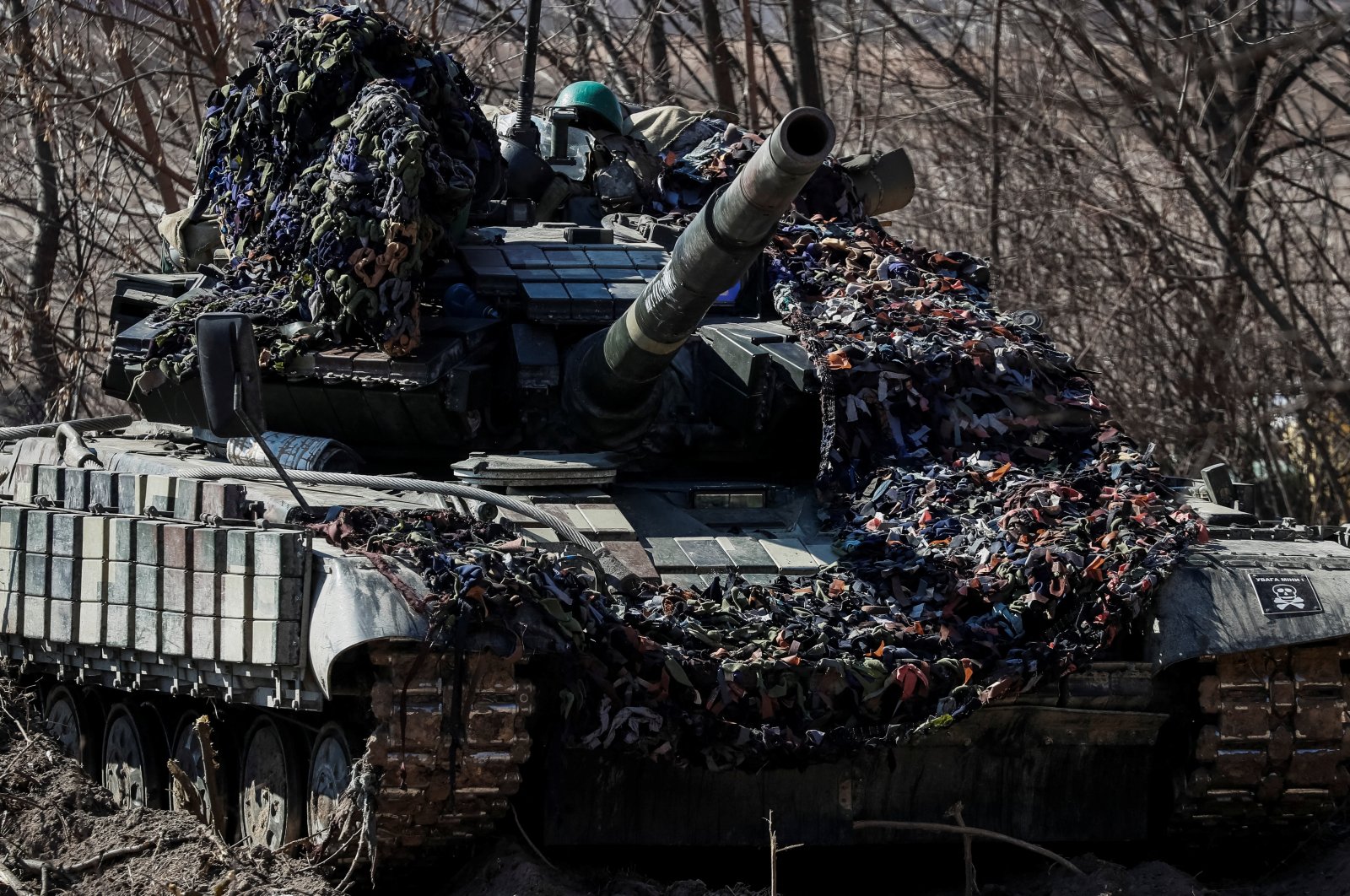 A Ukrainian tank is seen at a position on the front line in the east Kyiv region, Ukraine, March 20, 2022. (Reuters Photo)