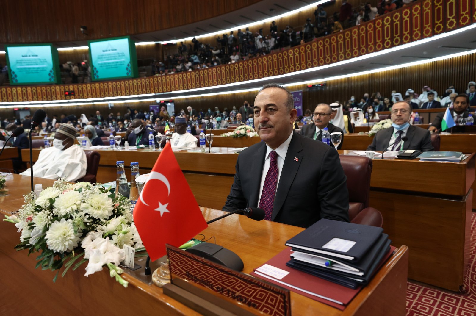 Foreign Minister Mevlüt Çavuşoğlu attends the 48th session of the Organisation of Islamic Cooperation (OIC) Foreign Ministers&#039; Conference in Islamabad, Pakistan, March 22, 2022. (AA Photo)
