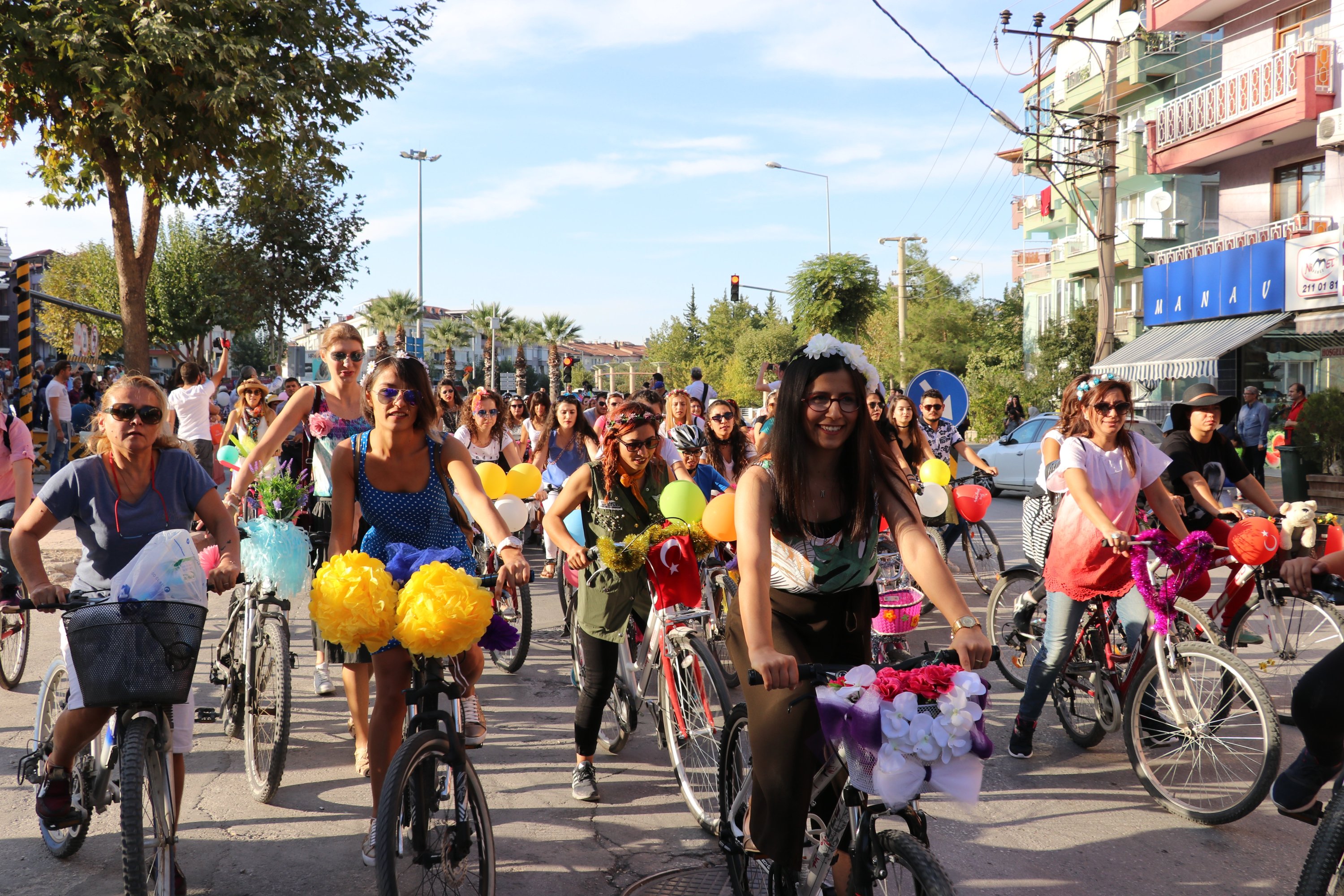 Women participating in a 'Fancy Women Bike Ride' in Denizli, western Turkey, Sept. 24, 2017. (AA Photo)