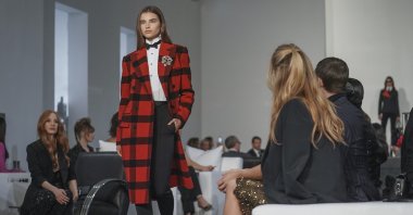 Fall-Winter 2022 fashion from Ralph Lauren is modeled, New York, U.S., March 22, 2022. (AP Photo)